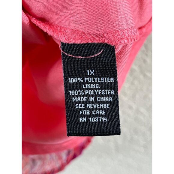 Zac & Rachel Woman Geometric Printed Chiffon Flutter Sleeve Blouse 1X Pink Boho - Picture 6 of 8